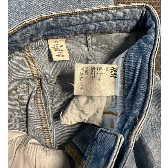 h&m jupe high waist culotte denim jeans womens size 4 - Picture 6 of 9